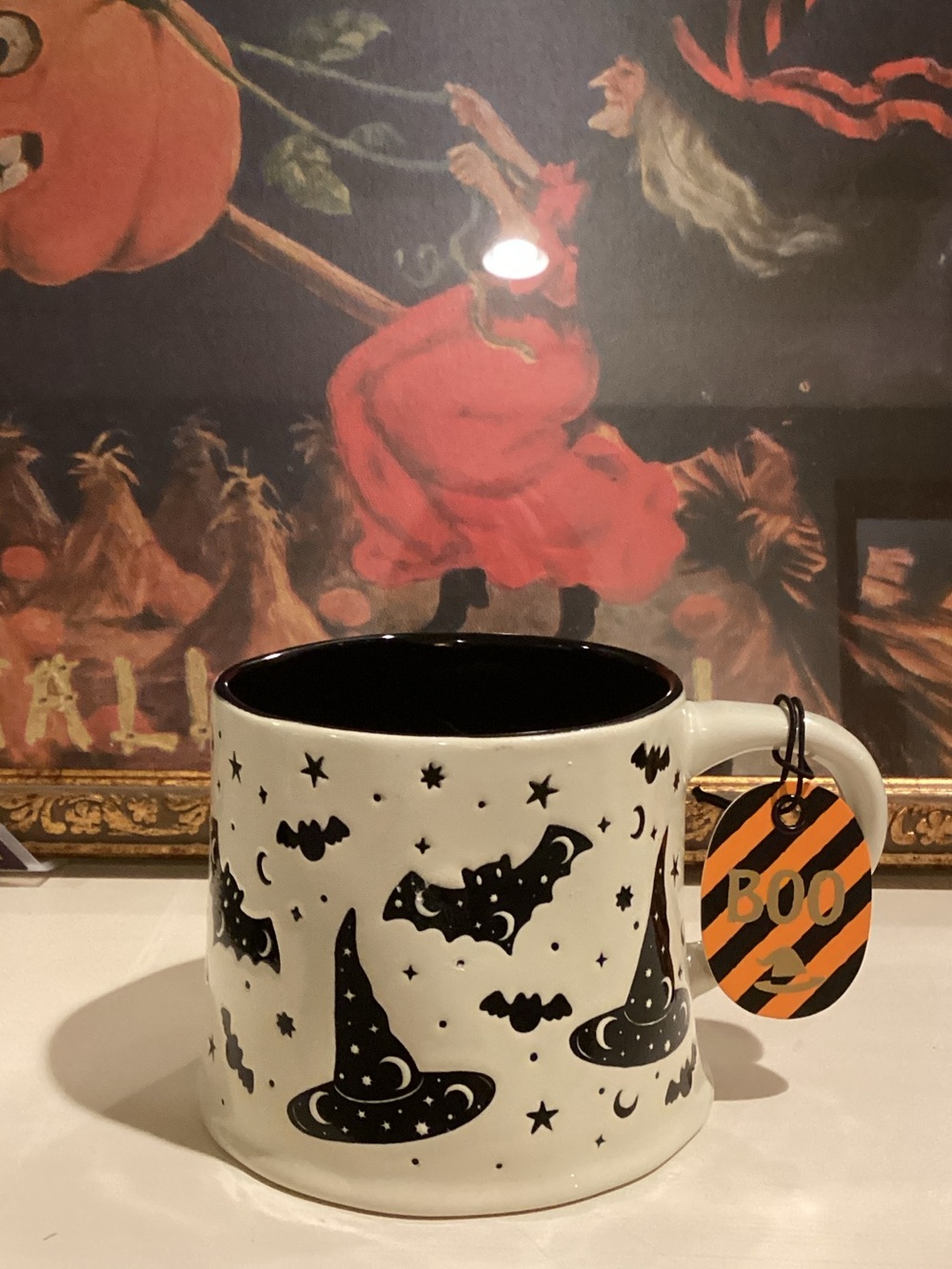 Halloween Witch Hat and Bats Coffee Mug 🦇